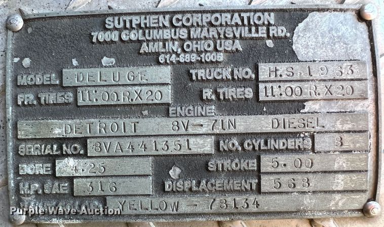 image for item KR9548 1986 Sutphen Deluge  pumper fire truck