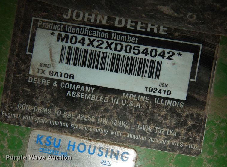 image for item KS9375 2010 John Deere Gator TX 4x2  utility vehicle