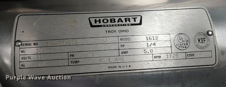 image for item LG9630 Hobart 1612  meat slicer