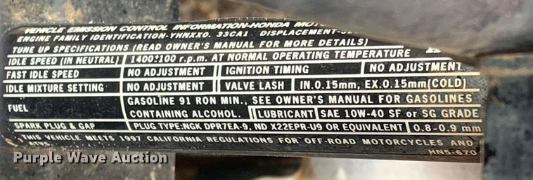 image for item LI9109 2002 Honda TRX350FE  ATV