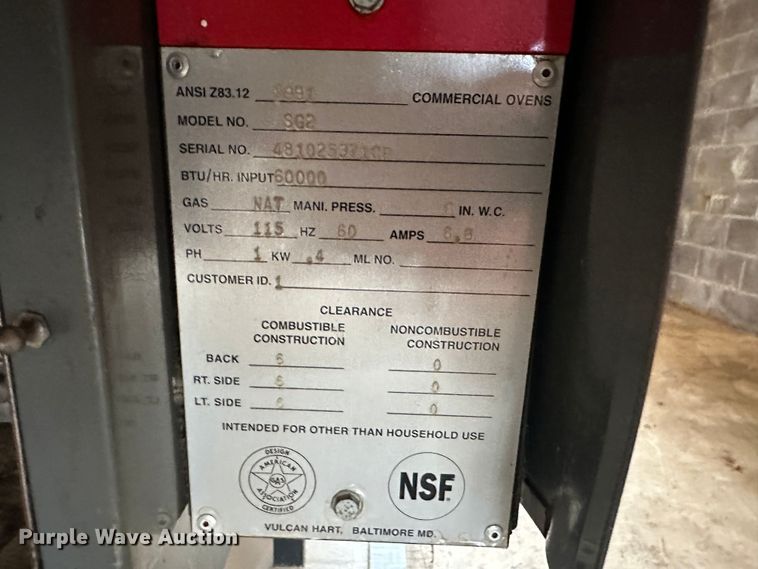 image for item LN9095 Vulcan Snorkel S62  convection oven