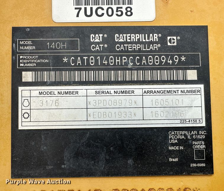image for item LT9166 2004 Caterpillar 140H VHP  motor grader