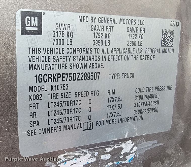 image for item LV9282 2013 Chevrolet Silverado 1500  Ext. Cab pickup truck