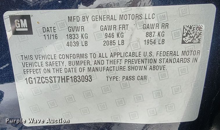 image for item LV9286 2017 Chevrolet Malibu