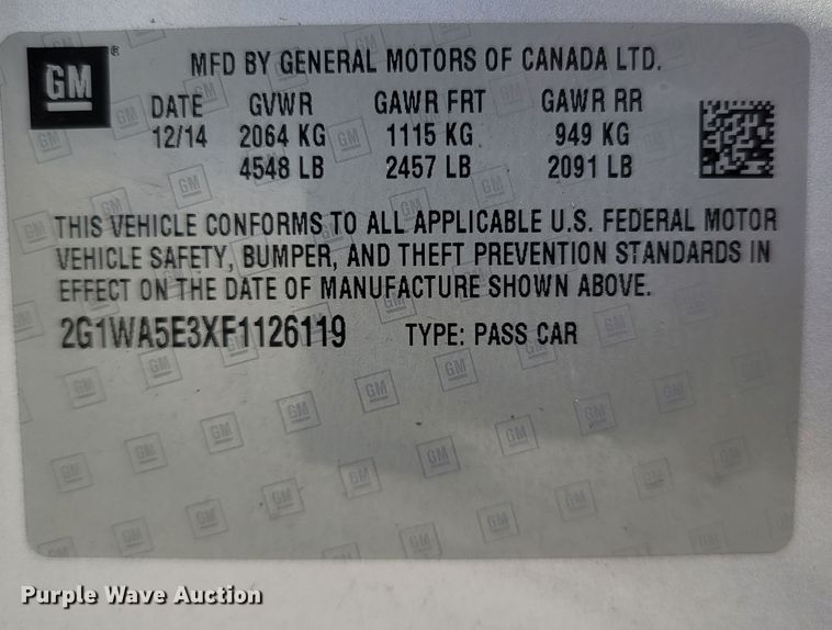 image for item MB9832 2015 Chevrolet Impala