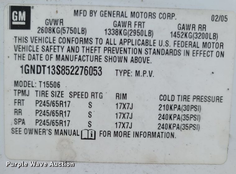 image for item MB9833 2005 Chevrolet TrailBlazer  SUV