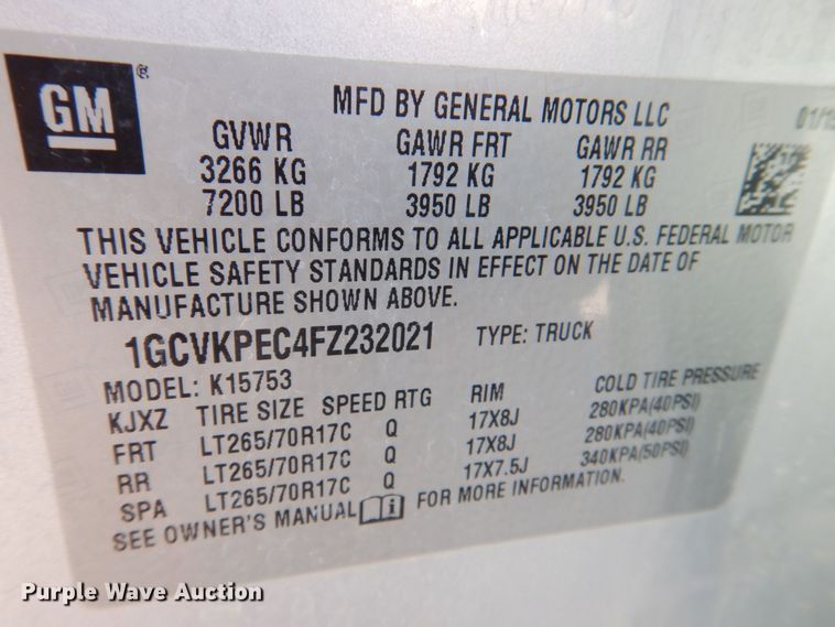 image for item MC9839 2015 Chevrolet Silverado 1500  Double Cab pickup truck