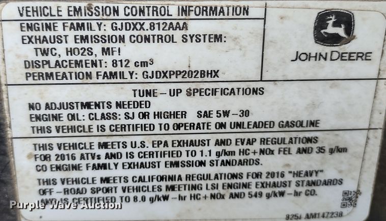 image for item MD9454 2016 John Deere 825i Gator  utility vehicle