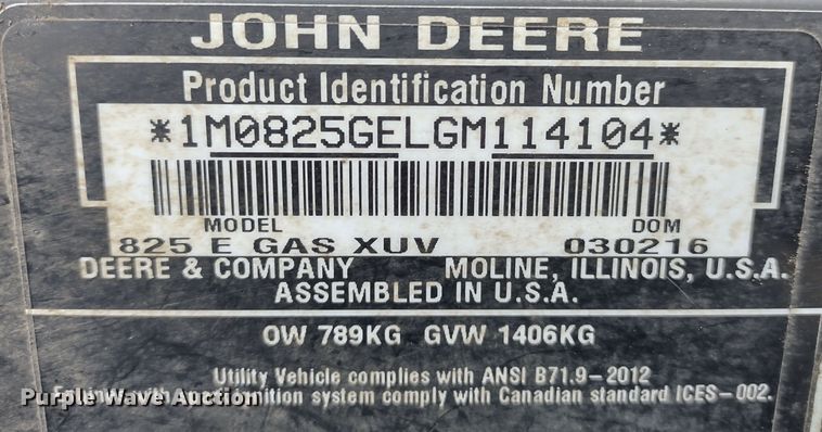 image for item MD9454 2016 John Deere 825i Gator  utility vehicle