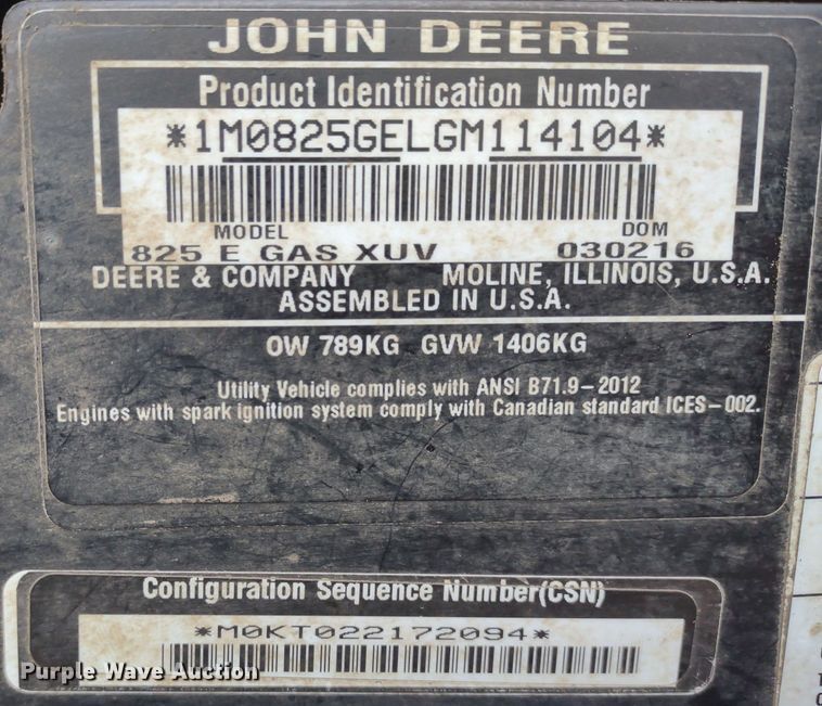 image for item MD9454 2016 John Deere 825i Gator  utility vehicle