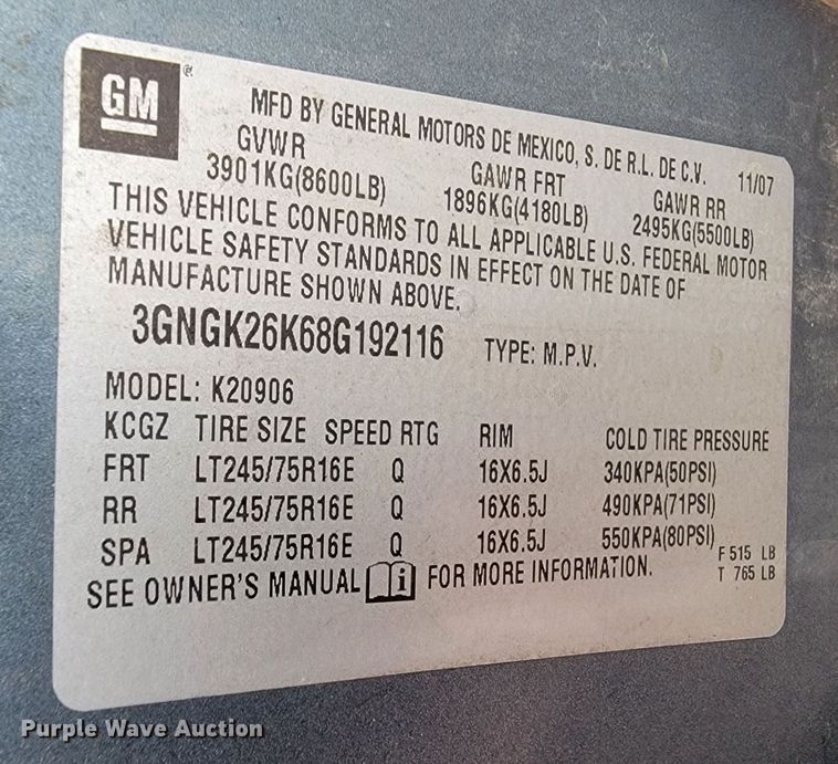 image for item ME9769 2008 Chevrolet Suburban  SUV