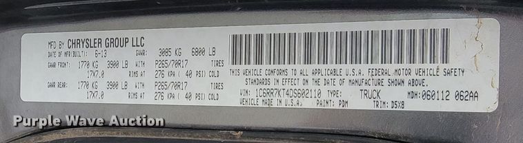 image for item ME9774 2013 Dodge Ram 1500  Crew Cab pickup truck