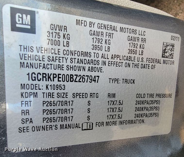 image for item ME9789 2011 Chevrolet Silverado 1500  Ext. Cab pickup truck