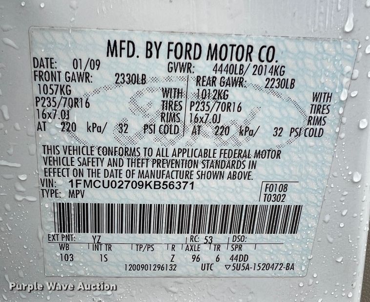 image for item MM9255 2009 Ford Escape  SUV