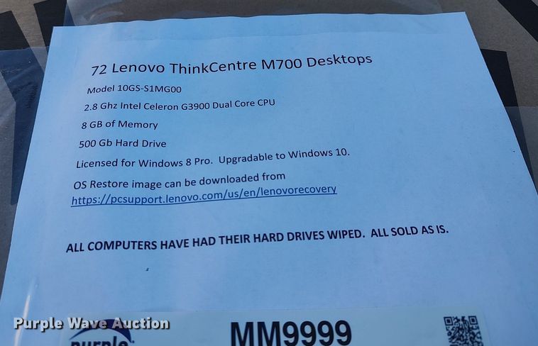 image for item MM9999 (72) Lenovo ThinkCentre M700 CPUs