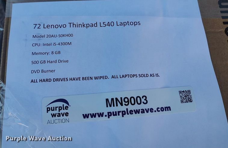 image for item MN9003 (72) Lenovo Thinkpad L540 laptops