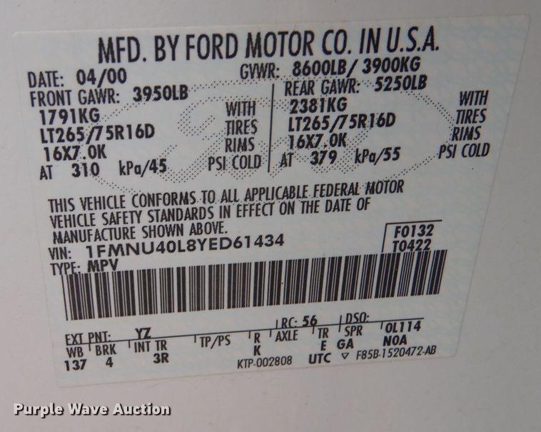 image for item MP9150 2000 Ford Excursion XLT  SUV