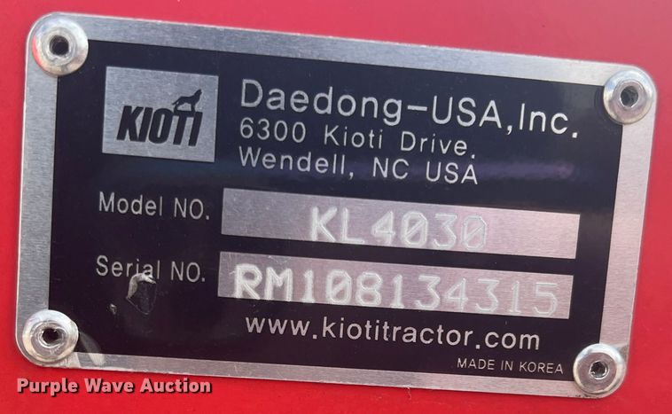 image for item DS2843 Kioti CK3510  MFWD tractor