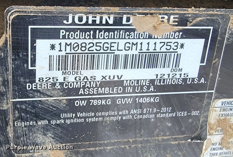 image for item LV9287 2016 John Deere 825i Gator  utility vehicle