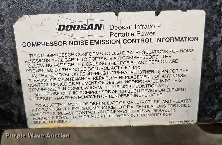 image for item MC9646 2012 Doosan C185WKUB-T4I  air compressor
