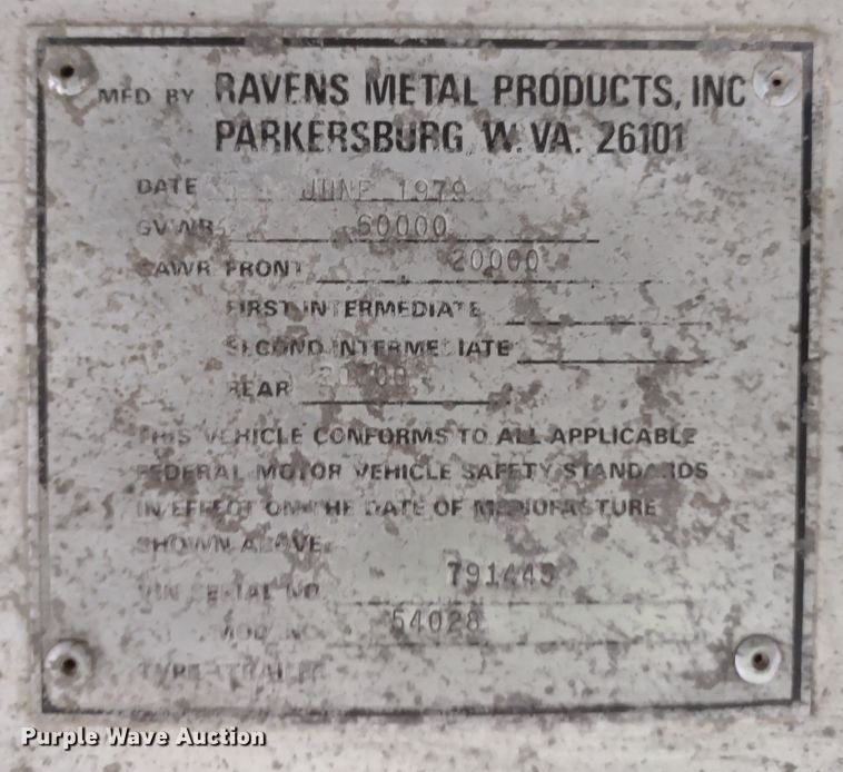 image for item MD9440 1979 Ravens 54028  flatbed trailer