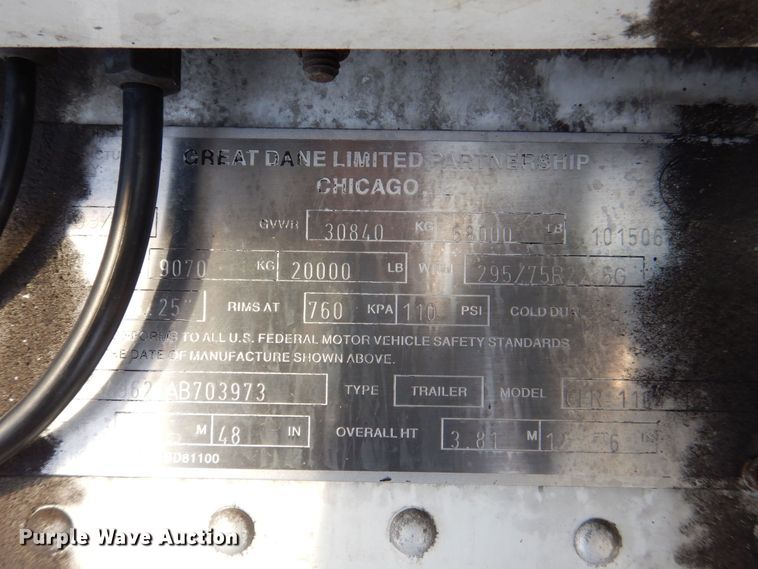 image for item DK2143 2010 Great Dane  refrigerated van trailer