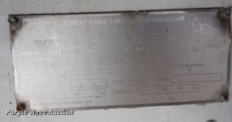 image for item DK2162 2006 Great Dane  refrigerated van trailer