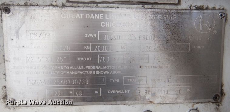 image for item DK2188 2010 Great Dane  refrigerated van trailer