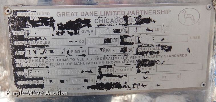 image for item DK2193 2005 Great Dane 721TZ  refrigerated van trailer