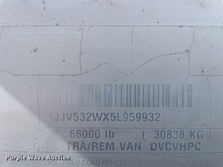 image for item DL3765 2005 Wabash  dry van trailer