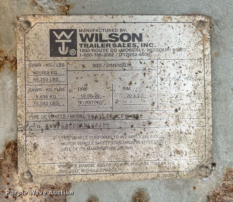image for item DQ3992 2004 Wilson CFD-900  drop deck trailer