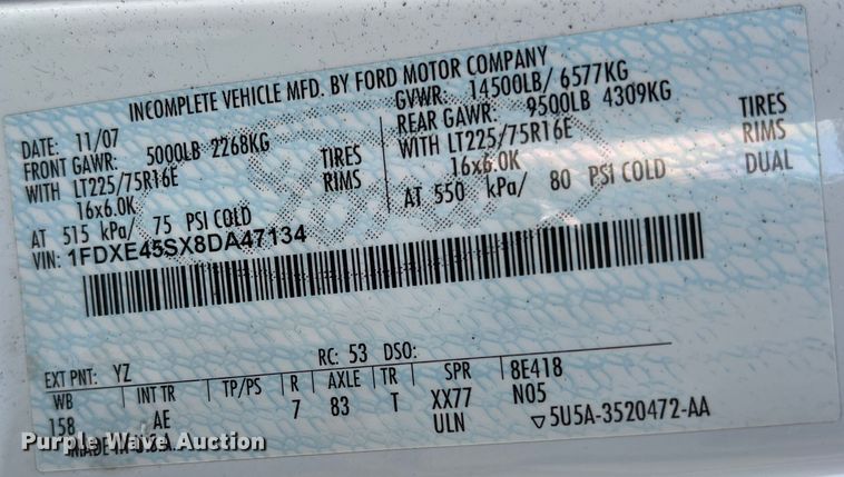 image for item DS2838 2008 Ford E450 Super Duty  box truck