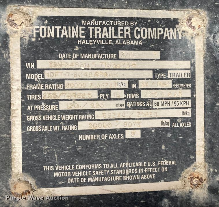 image for item HN9822 2007 Fontaine 1DFT-7-8048WSAWK  drop deck trailer