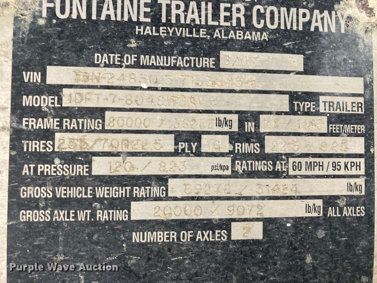 image for item HN9822 2007 Fontaine 1DFT-7-8048WSAWK  drop deck trailer
