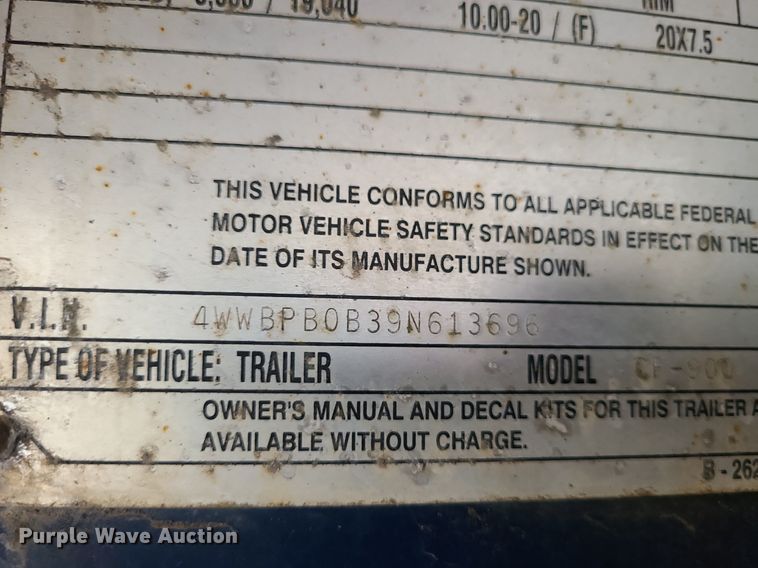 image for item LH9849 2009 Wilson CF900  flatbed trailer