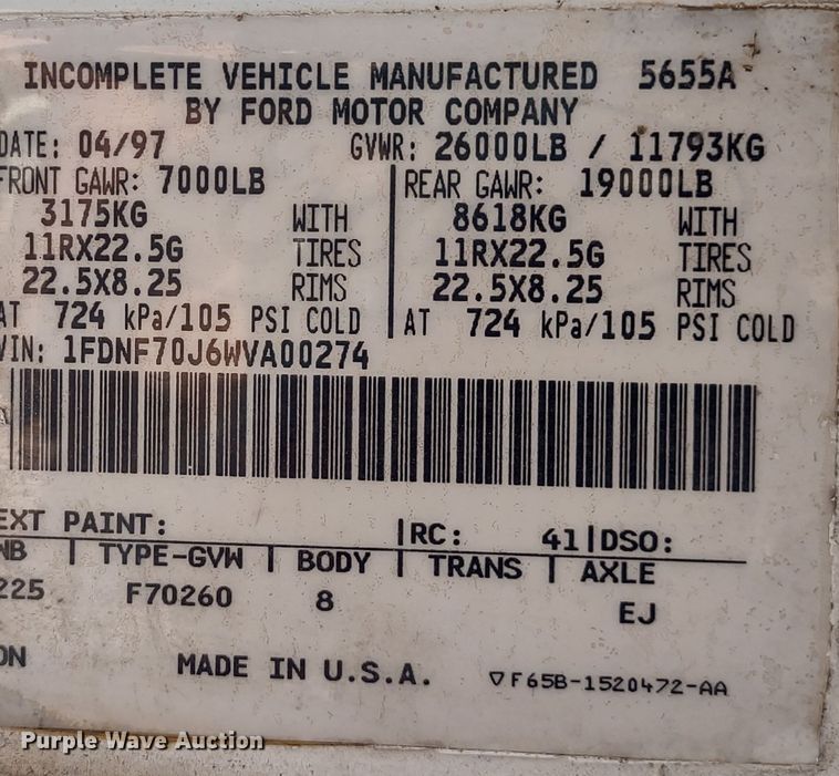 image for item MD9444 1998 Ford F700  dump flatbed truck