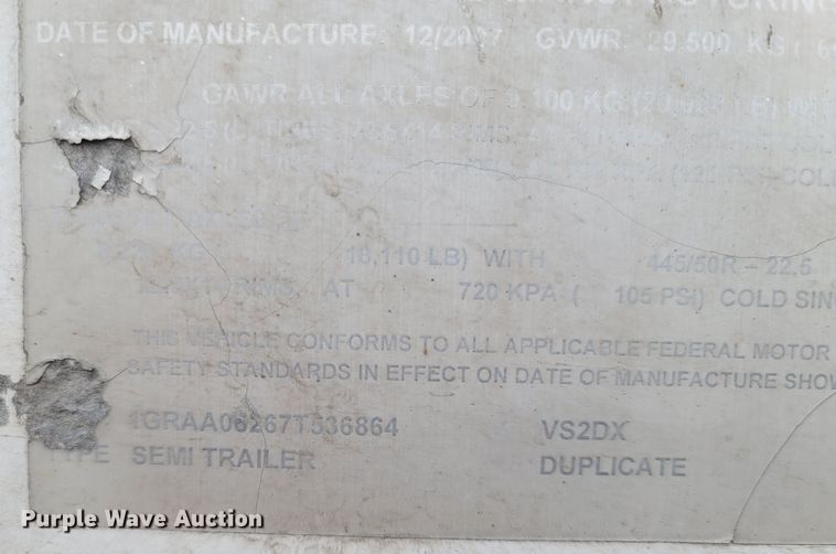 image for item ME9053 2007 Great Dane VS2DX  dry van trailer