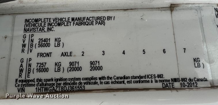 image for item MM9258 2013 International WorkStar  truck cab and chassis
