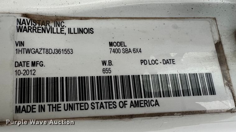 image for item MM9258 2013 International WorkStar  truck cab and chassis