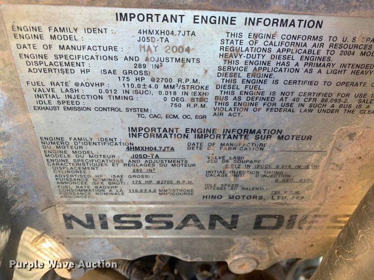 image for item MM9747 2005 UD Nissan UD1800CS  truck cab and chassis