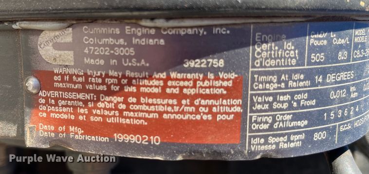 image for item MW9479 1999 Cummins C8.3-250G engine