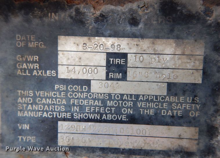 image for item DK7722 1998 Interstate  equipment trailer