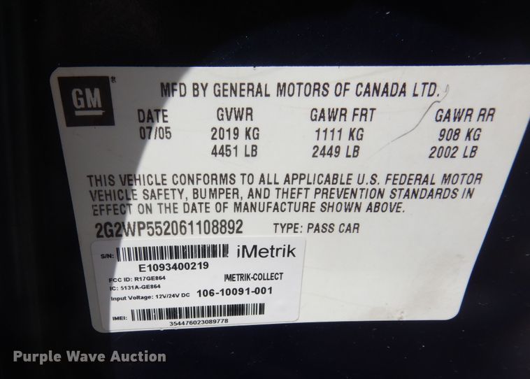 image for item DK7741 2006 Pontiac Grand Prix