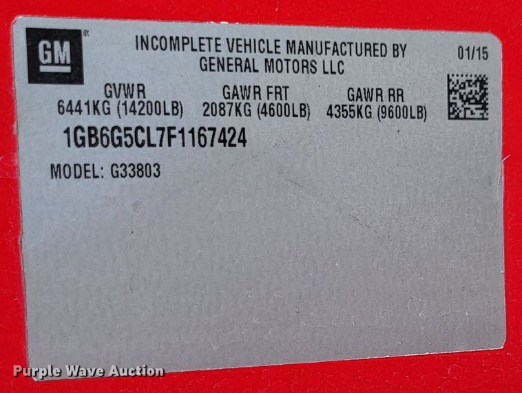 image for item DO3594 2015 Chevrolet Express G4500  van cab and chassis