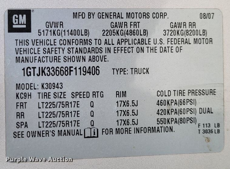 image for item DO3596 2008 GMC Sierra 3500HD  Crew Cab pickup truck