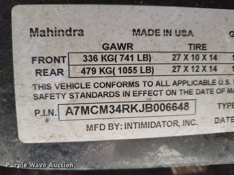 image for item DO3831 2018 Mahindra Retriever  utility vehicle