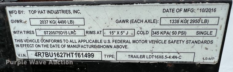 image for item DQ2011 2017 Top Hat  utility trailer