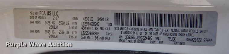 image for item DR4505 2017 Dodge Ram 2500HD Big Horn  Crew Cab pickup truck