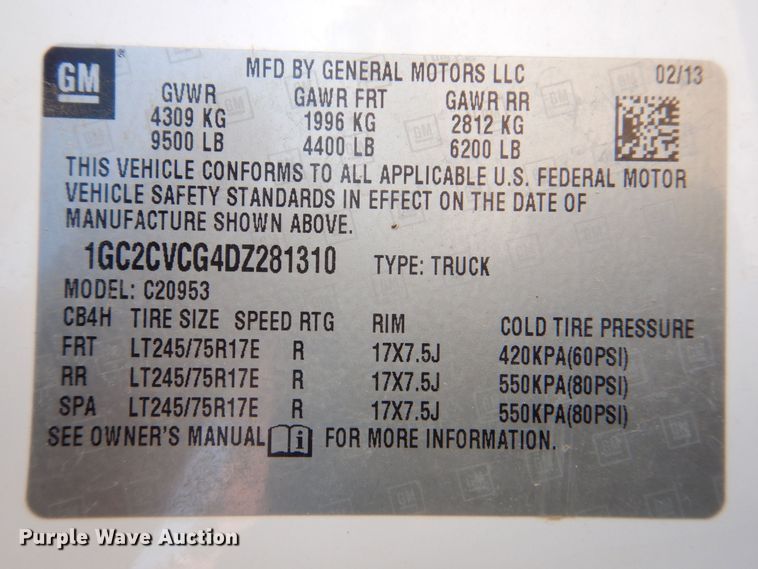 image for item DR4509 2013 Chervolet Silverado 2500HD  Ext. Cab pickup truck