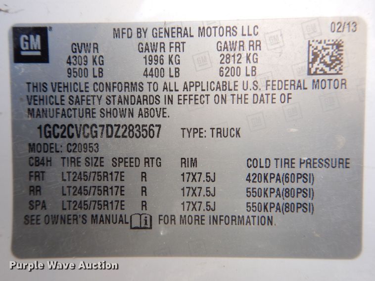 image for item DR4510 2013 Chevrolet Silverado 2500HD  Ext. Cab pickup truck